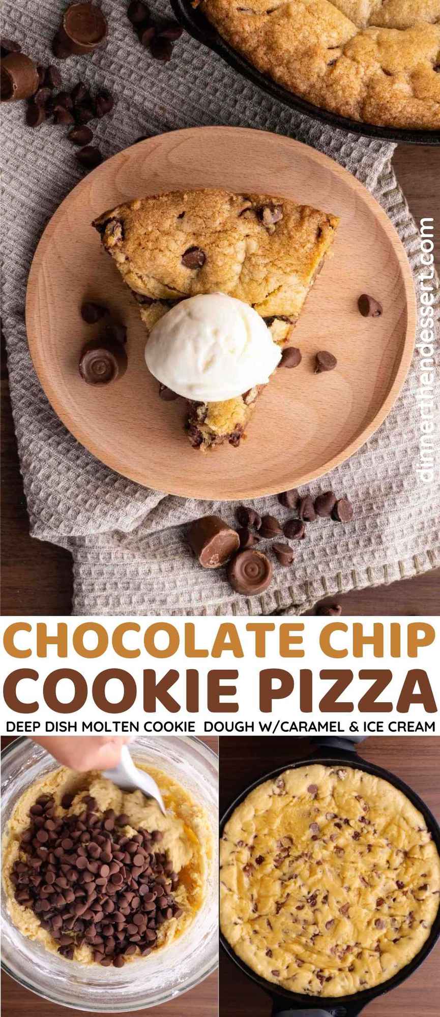 Chocolate Caramel Cookie Pizza Collage