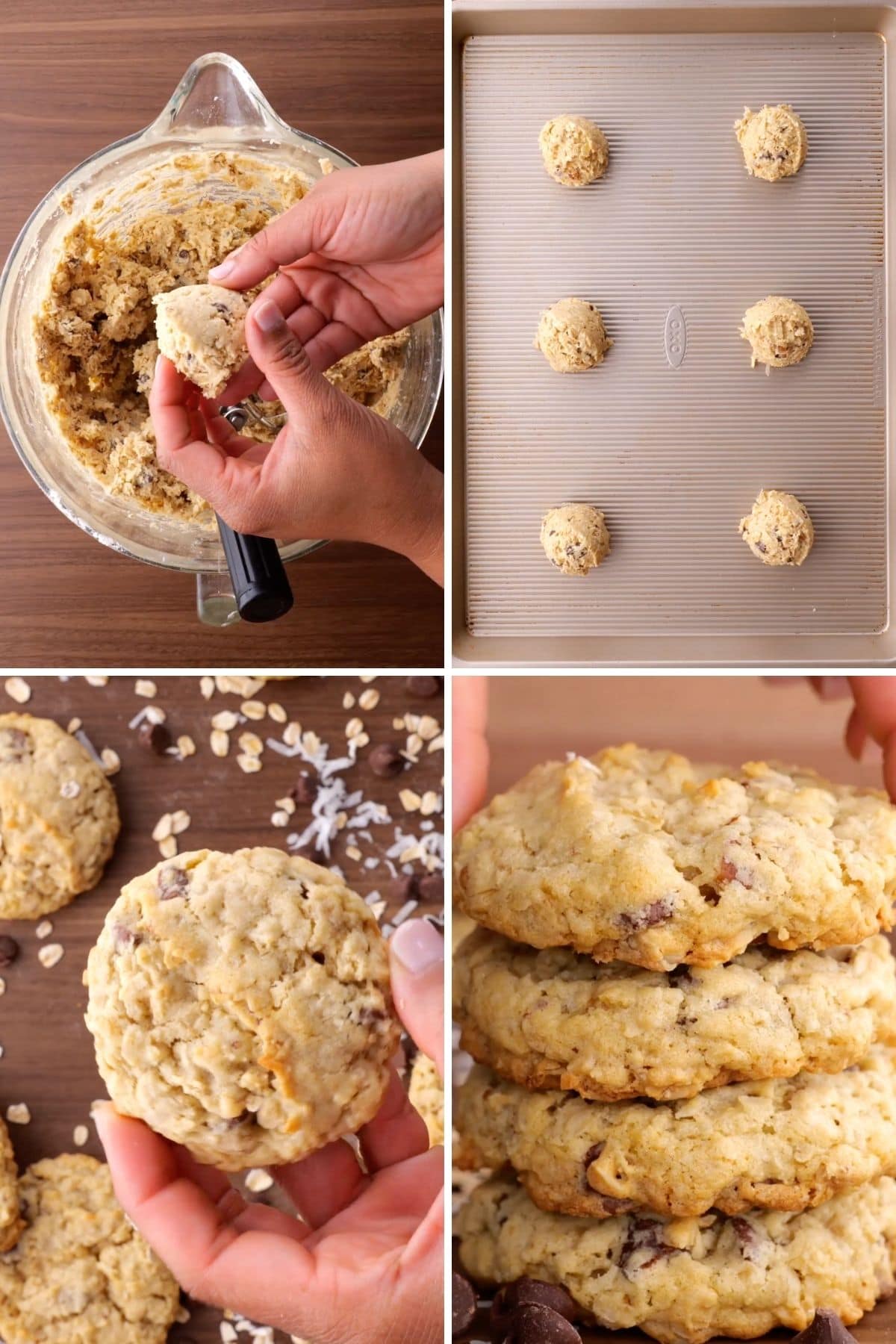 Cowboy Cookies Collage of baking steps