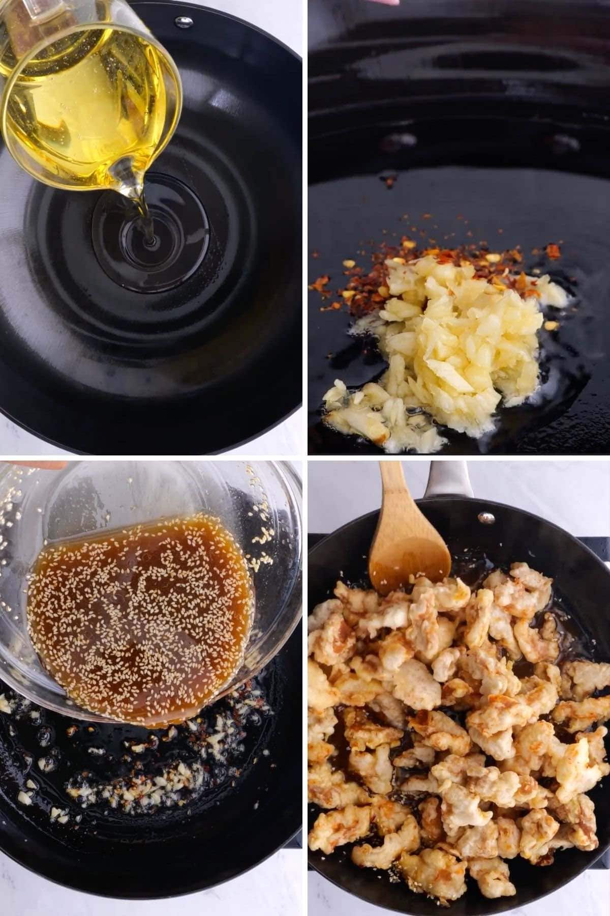 Preparing sesame sauce for chicken