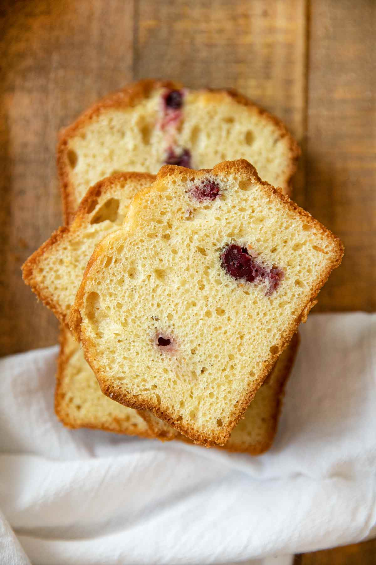 Top down photo of cranberry bread