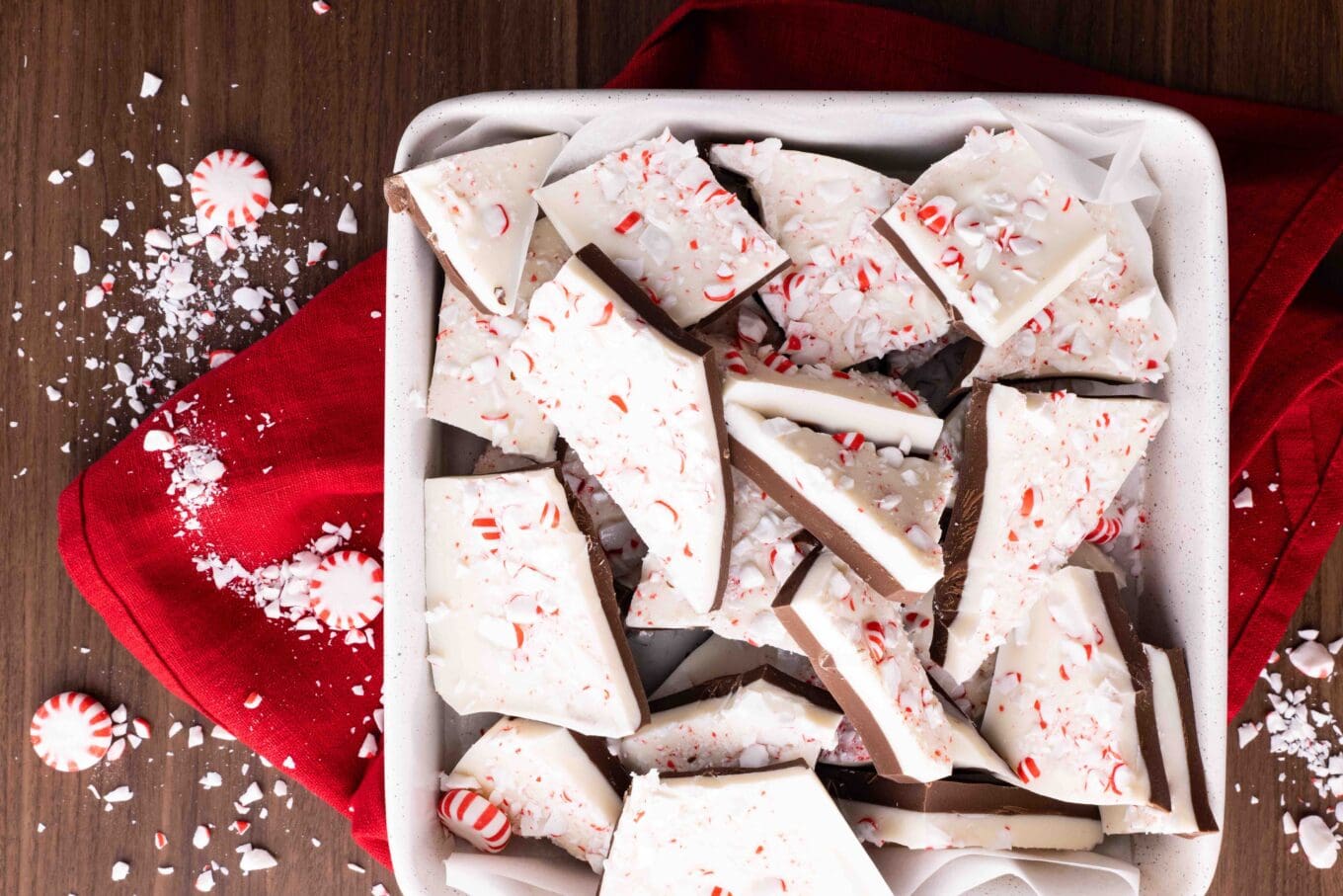 Peppermint Bark in serving dish