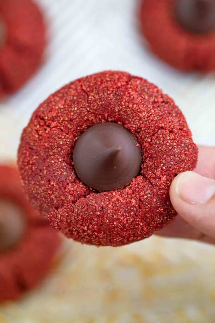 Red Velvet Cookies with Hershey's Kiss Chocolates