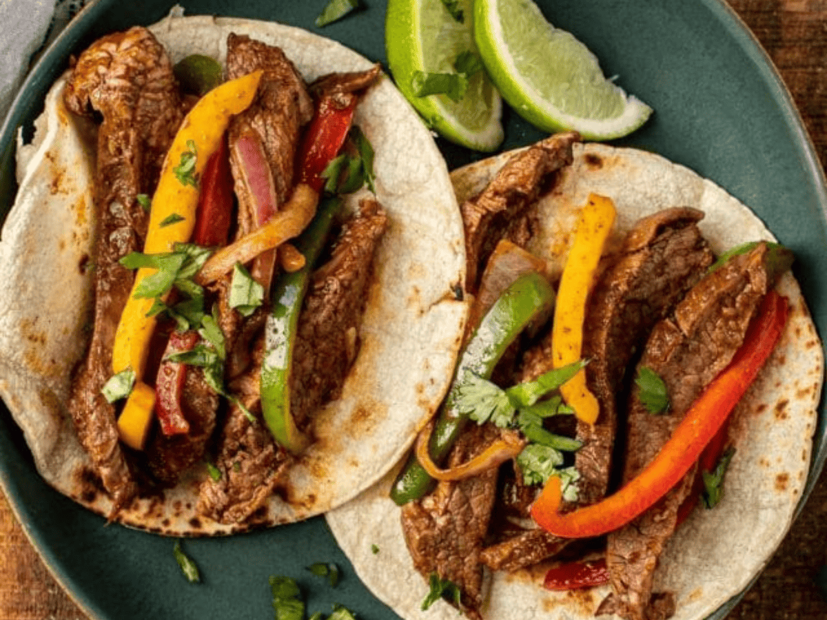 plated fajitas steak 