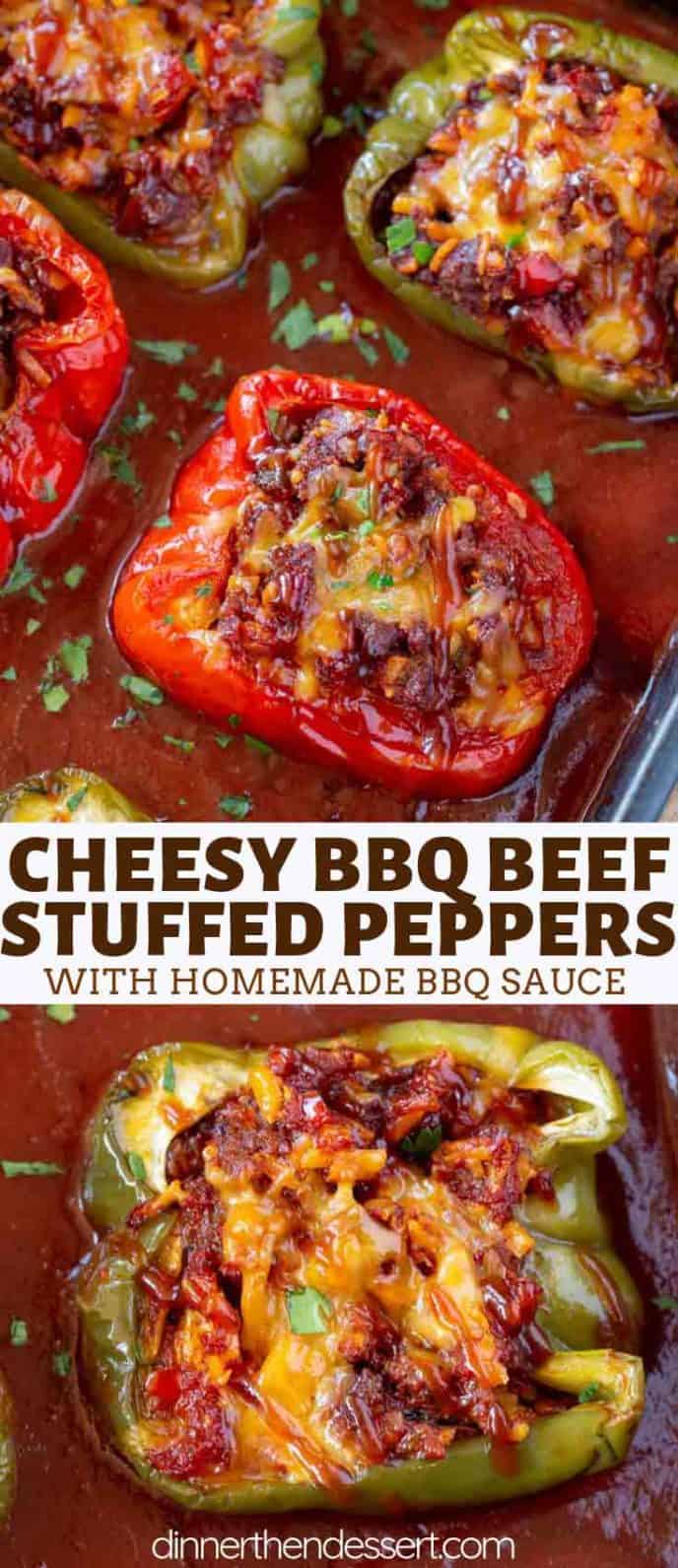 BBQ Peppers with Beef and Cheese in collage