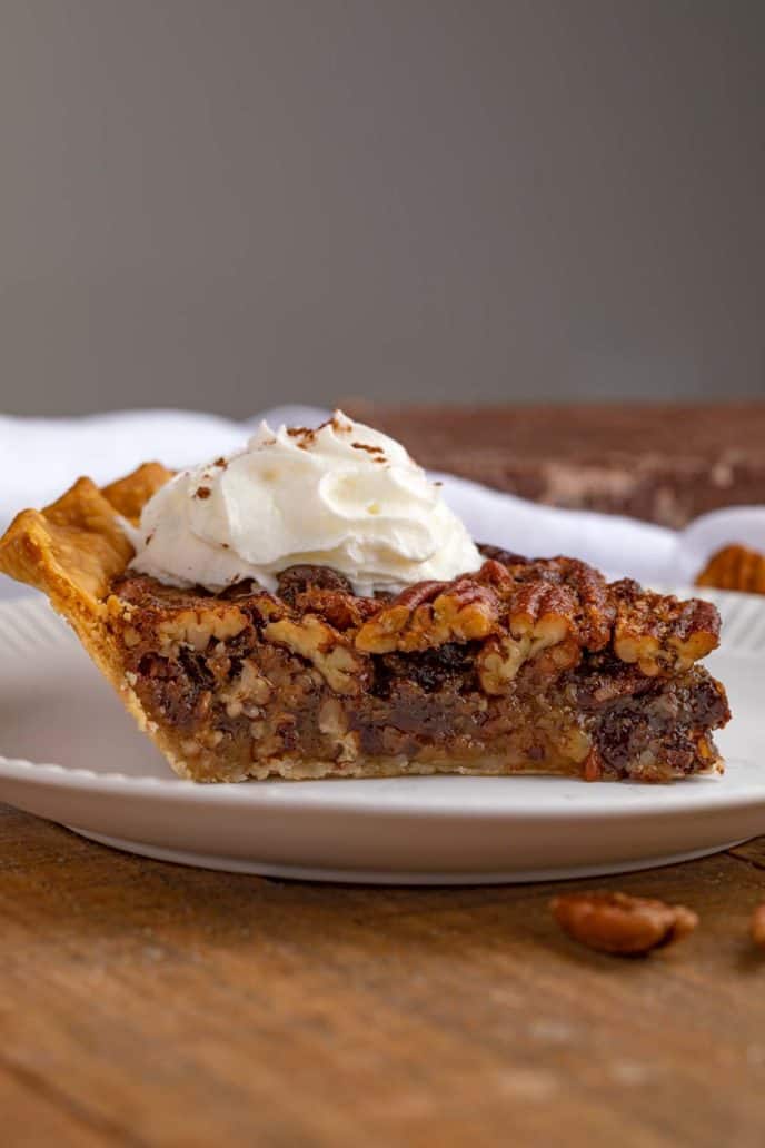 Pecan Pie with Chocolate Chips on plate