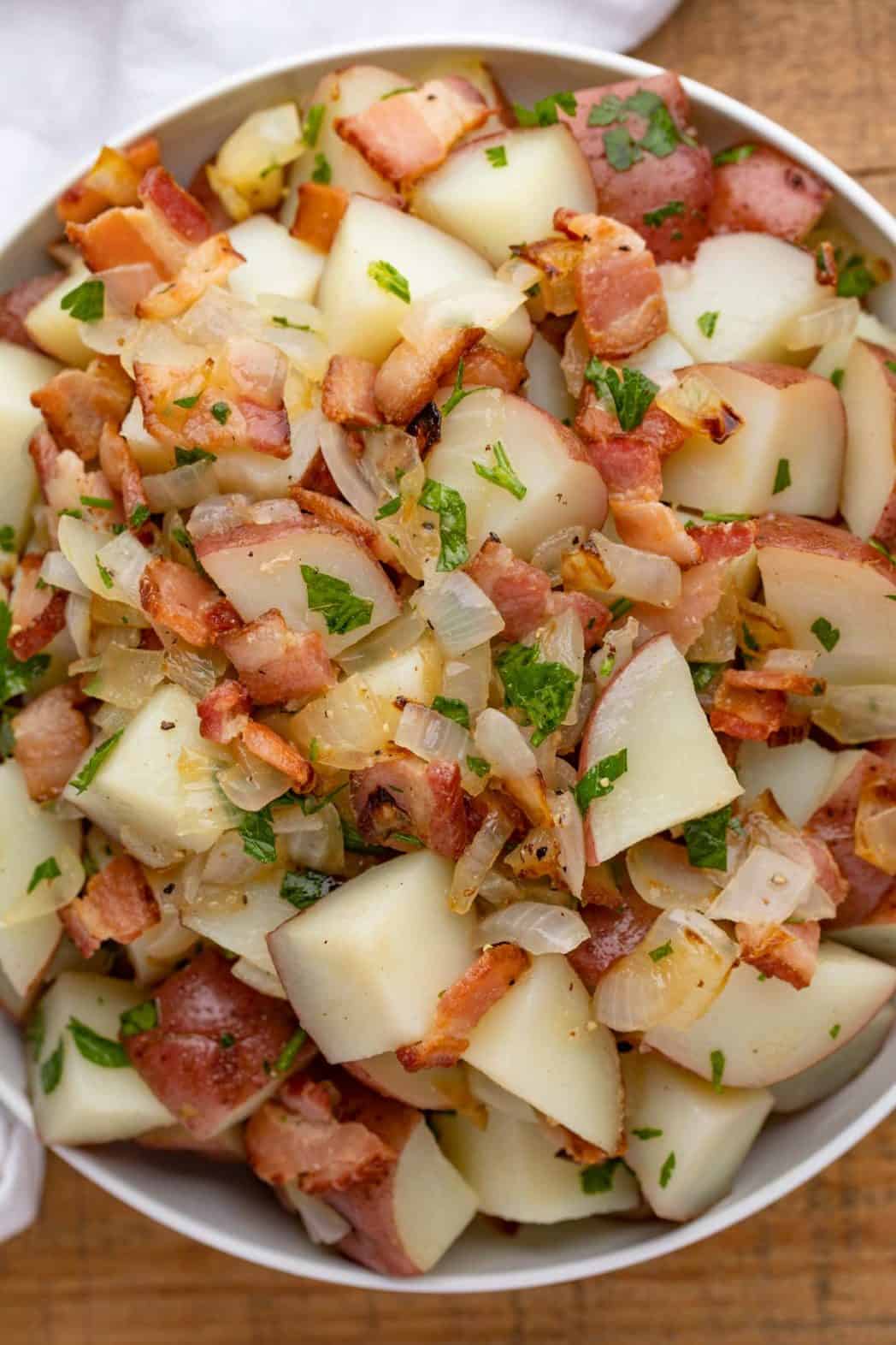 Authentic, EASY German Potato Salad with Bacon Dinner, then Dessert