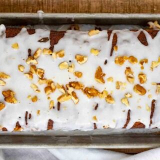 Bread in a baking loaf pan.
