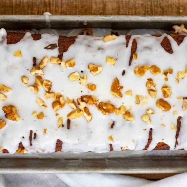 Bread in a baking loaf pan.