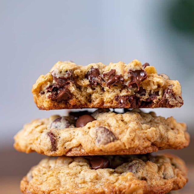 Oatmeal Chocolate Chip Cookies in stack