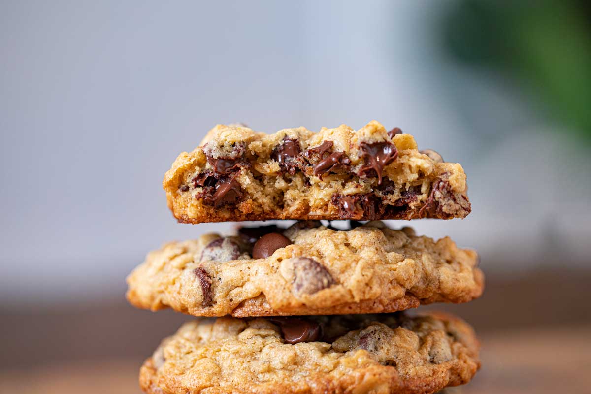 Oatmeal Chocolate Chip Cookies in stack