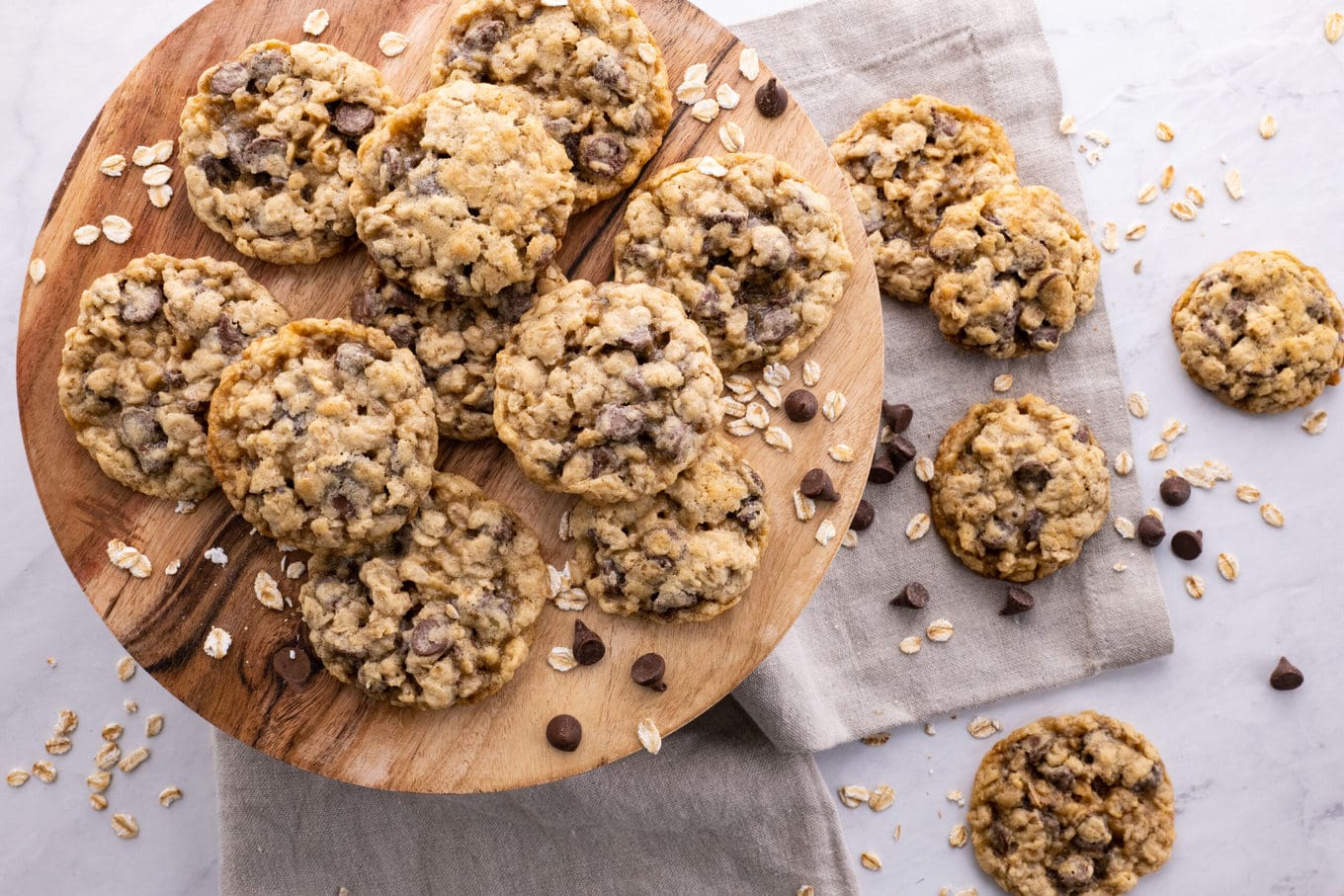 Oatmeal Chocolate Chip Cookies on a serving plate