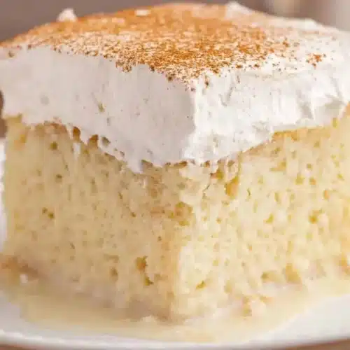 slice of cake with whipped cream and cinnamon on top