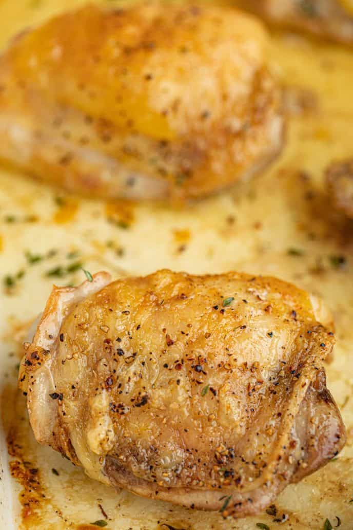 Baked Chicken Thighs Perfectly Crispy Skin Dinner Then Dessert