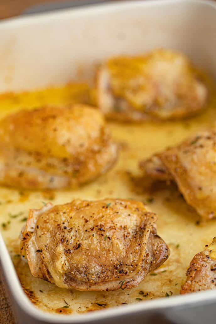 Pan of Baked Chicken Thighs
