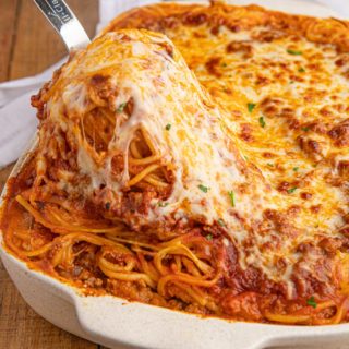 Scoop of Baked Spaghetti