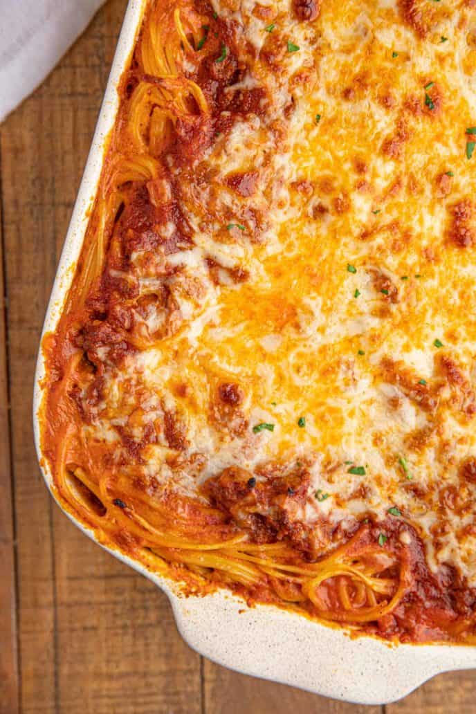 Baked Spaghetti in Casserole Dish