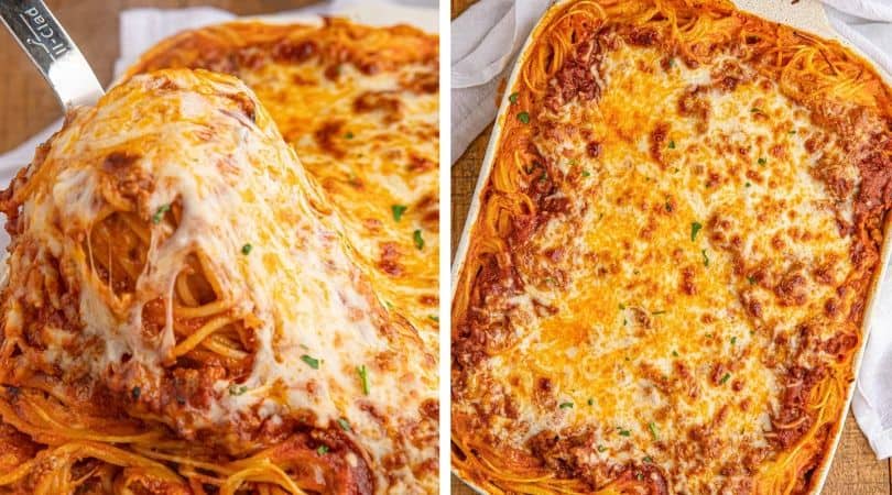 Ultimate Cheesy Baked Spaghetti (Kids LOVE it!) - Dinner, then Dessert