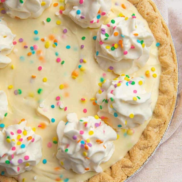 Whole Birthday Cake Pie with Pudding filling