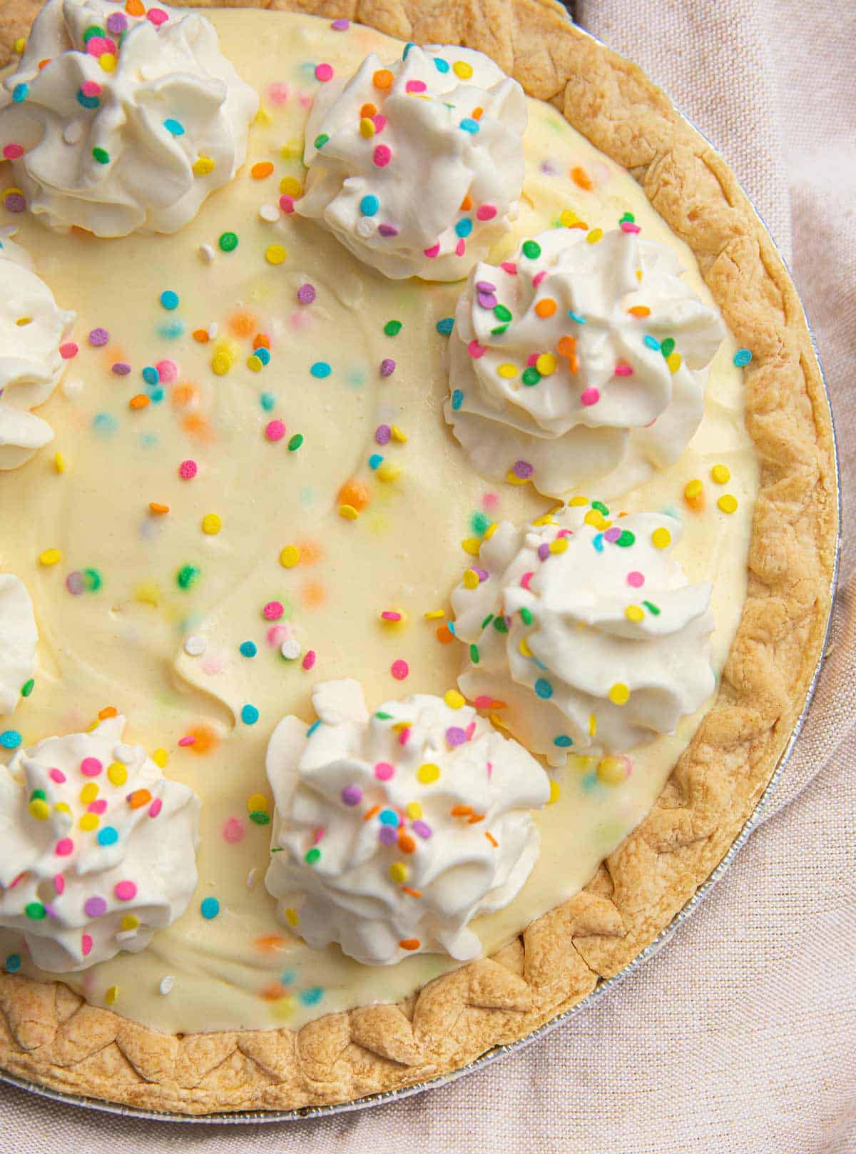 Birthday Cake Pie (with Rainbow Sprinkles!) Dinner, then Dessert