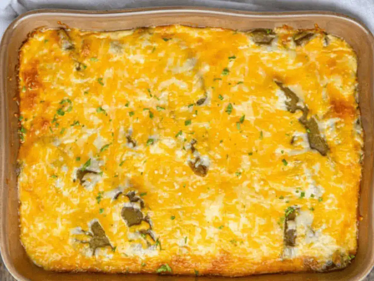 Baked casserole in baking dish