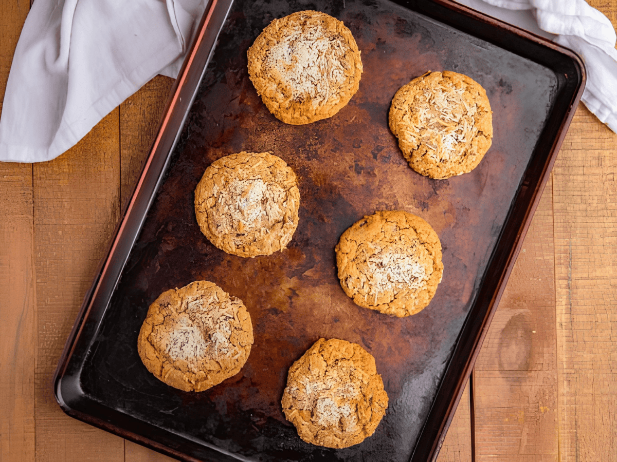 Baked cookies on sheet pan