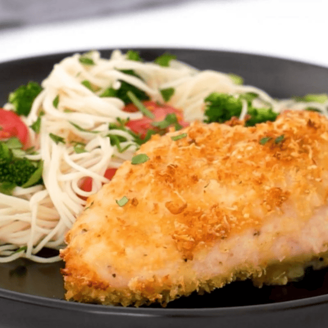 chicken with pasta on plate