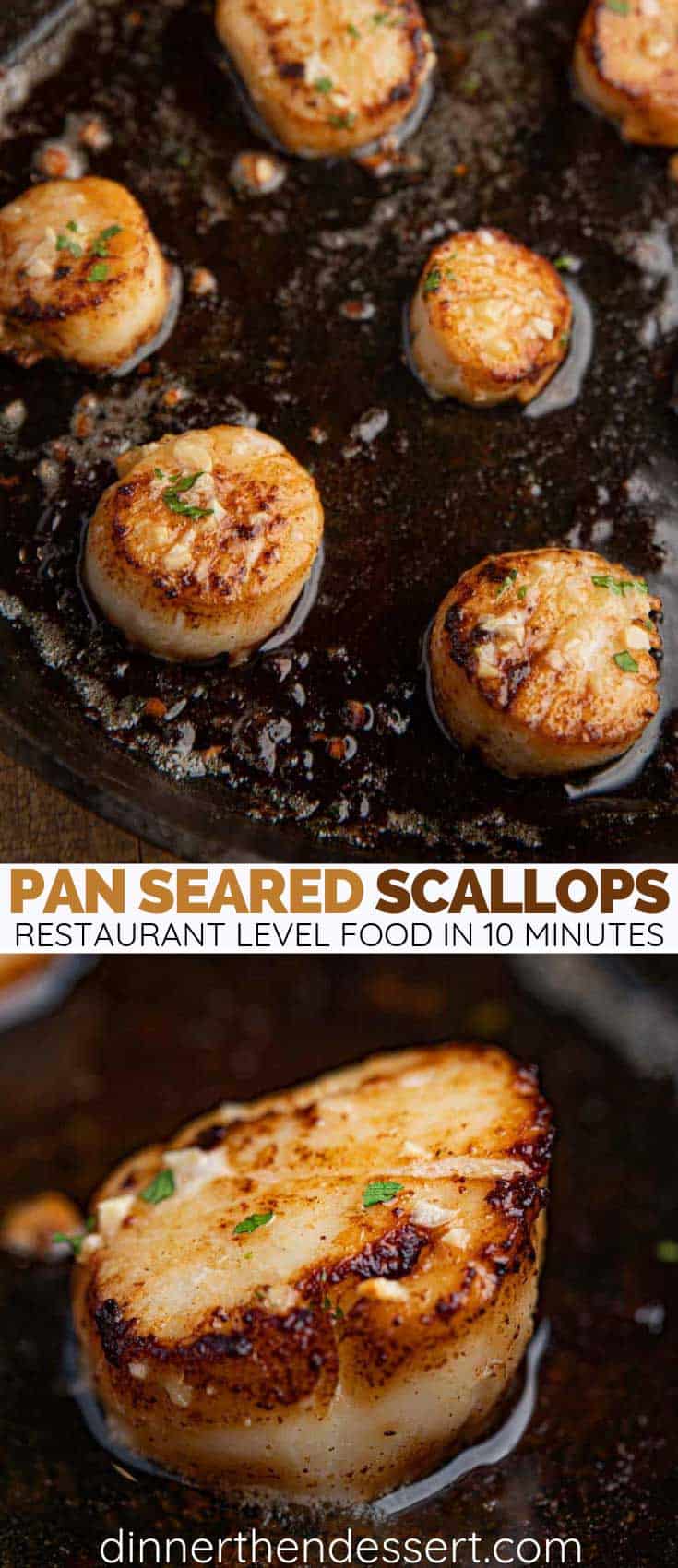 Pan Seared Scallops (Browned Butter & Garlic) - Dinner, then Dessert
