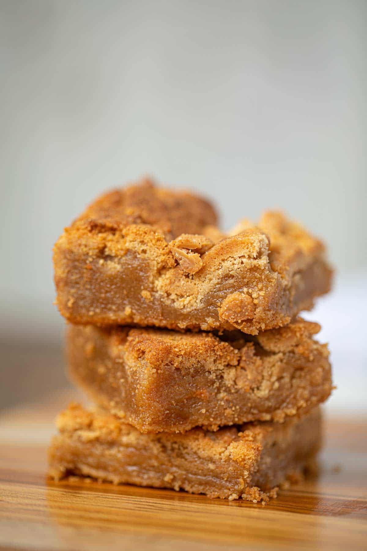 Stack of Peanut Butter Brownies on Cutting Board