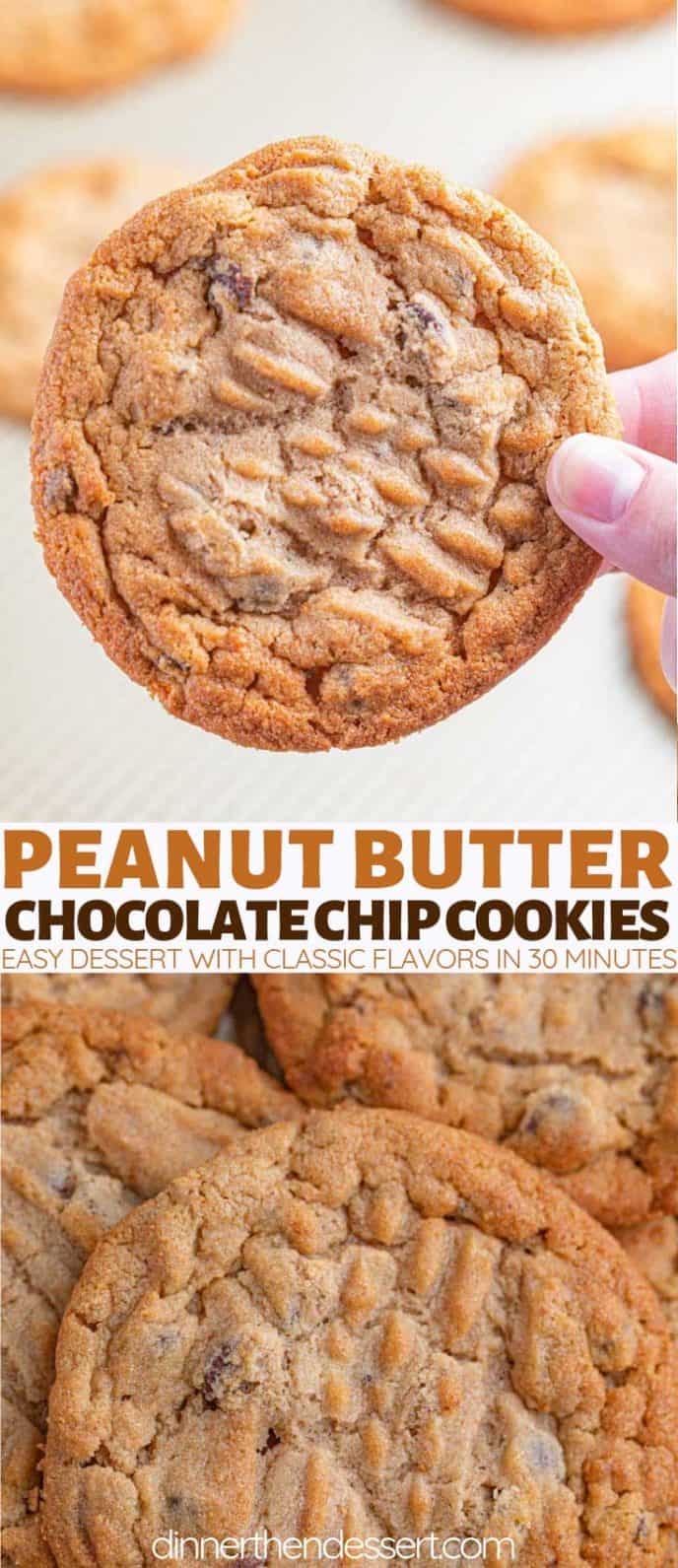 Peanut Butter Chocolate Chip Cookies (SO Chewy!) - Dinner, then Dessert