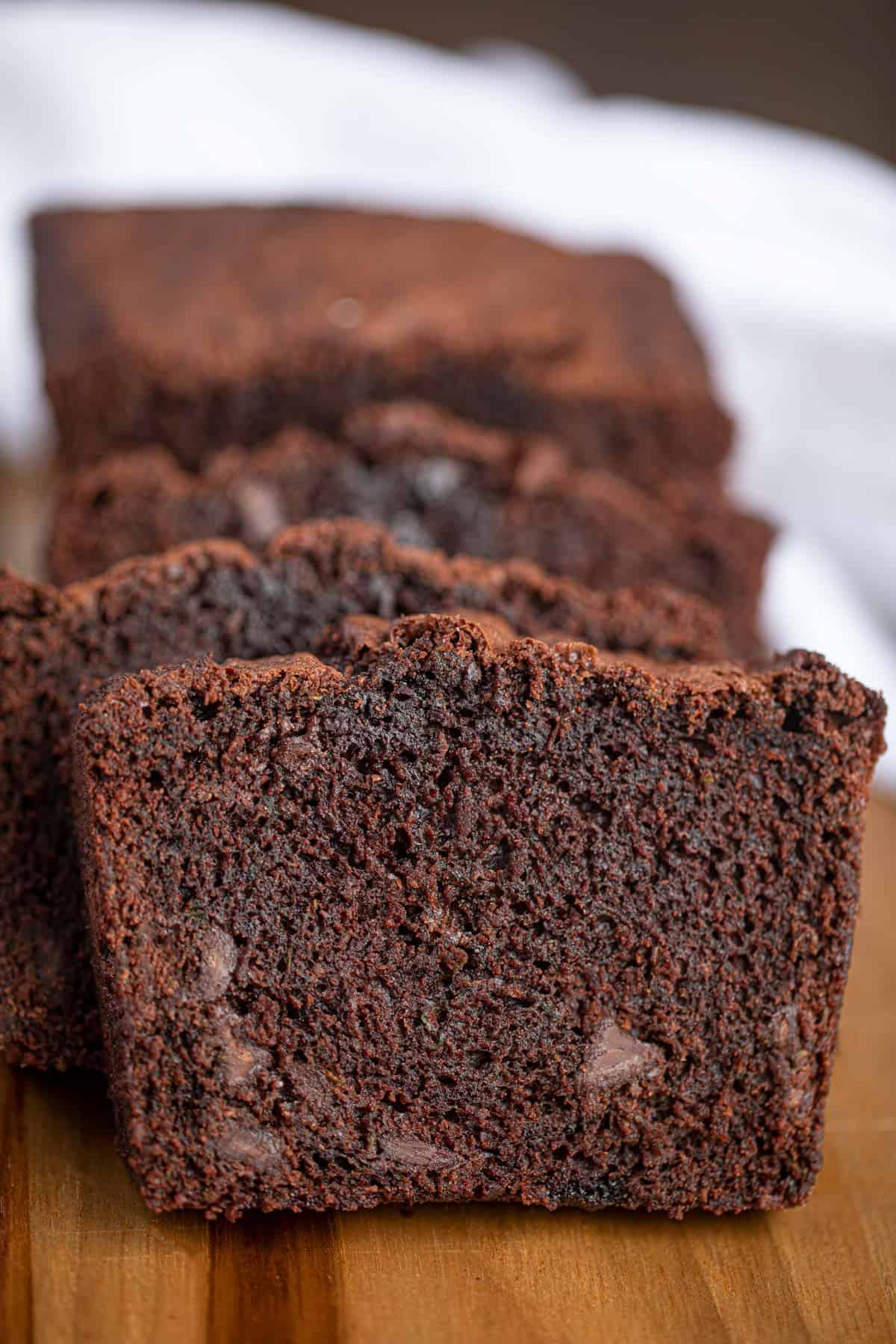 Sliced Chocolate Zucchini Bread