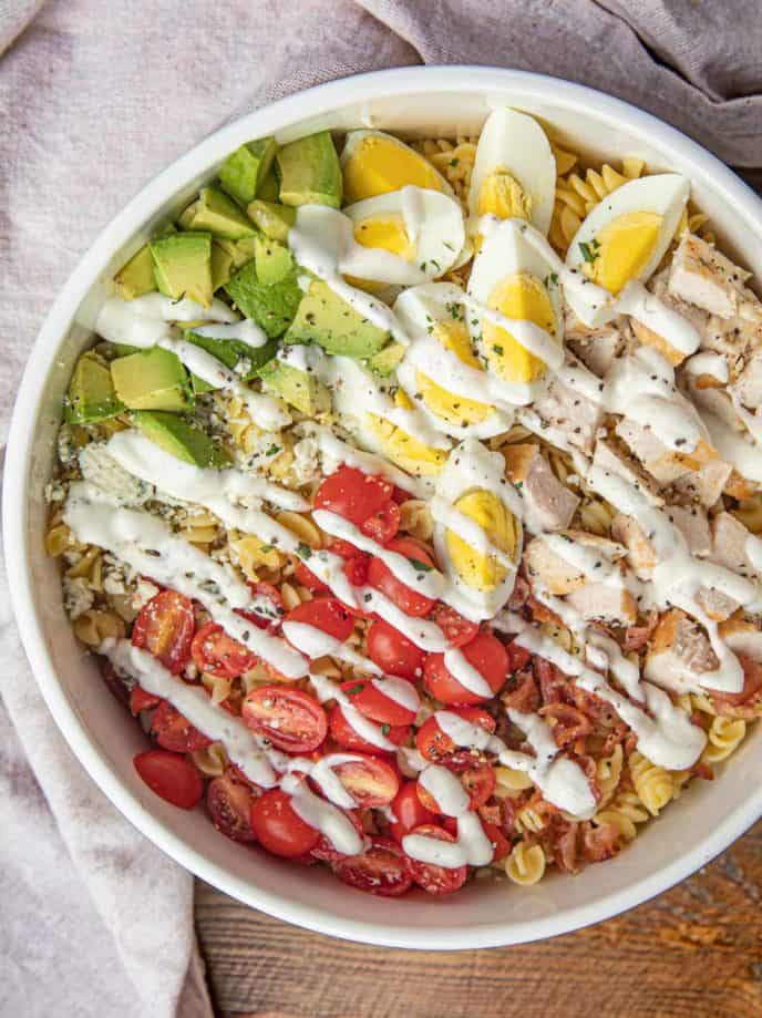Cobb Pasta Salad (with Chicken) (With Chicken, Bacon & Ranch) - Dinner ...