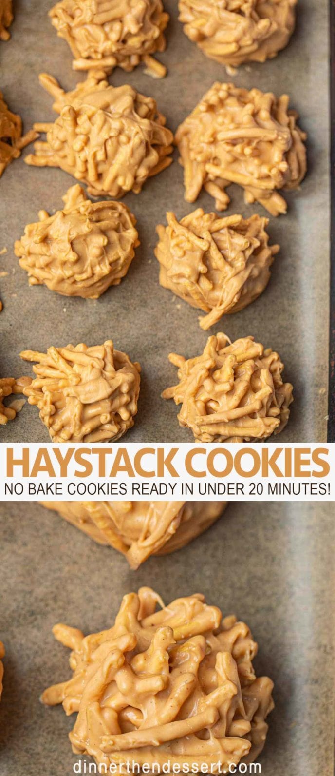 Haystack cookies on a baking sheet