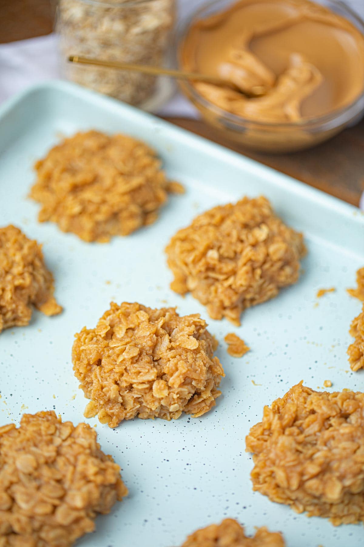 Tray of No Bake Peanut Butter Cookies