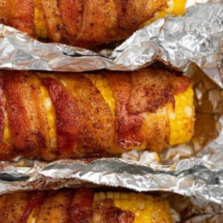 Corn wrapped in bacon