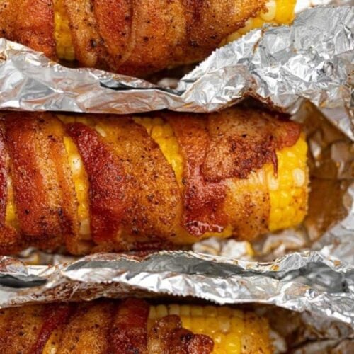 Corn wrapped in bacon