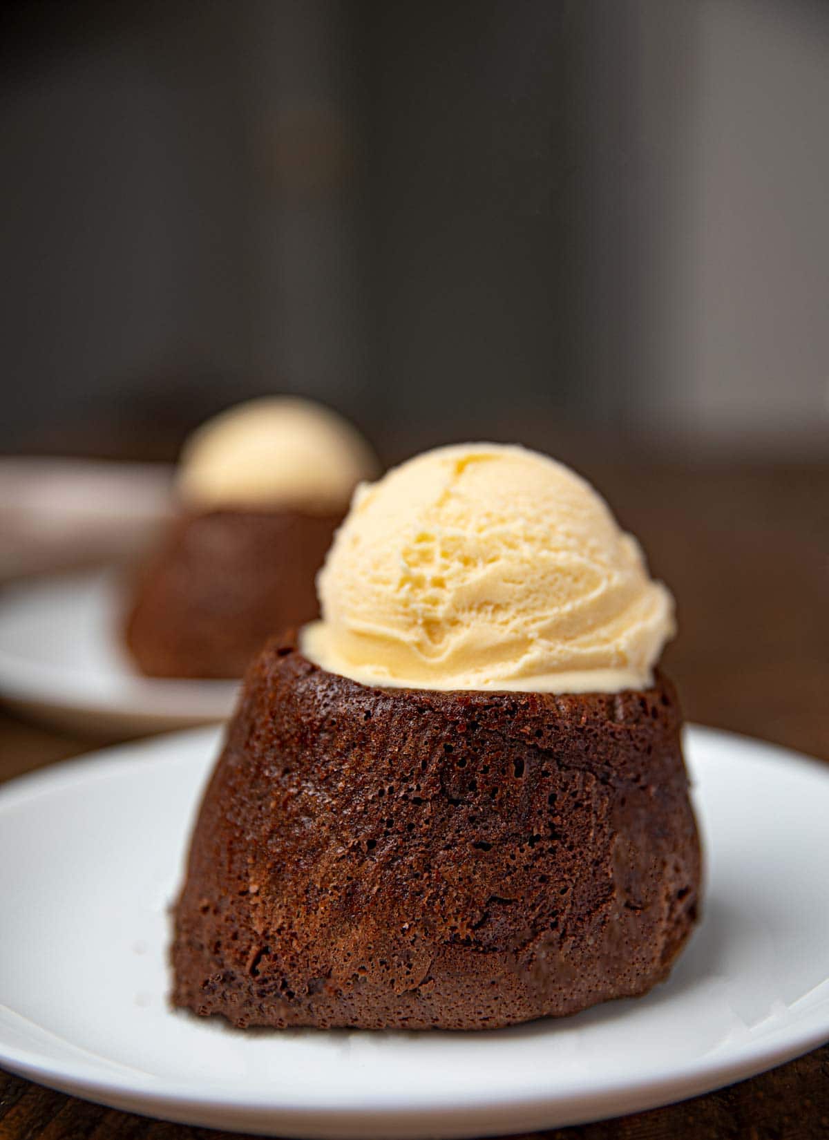 Chocolate Souffle with vanilla ice cream