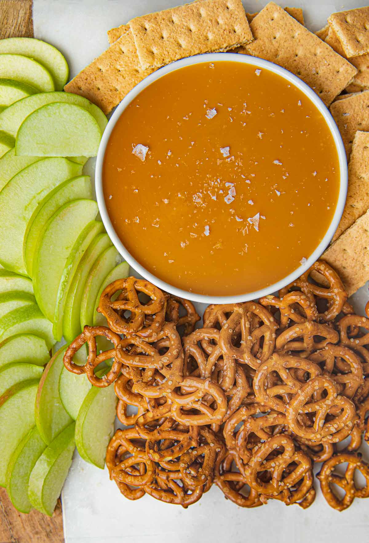 Tray of Salted Caramel Fondue with dippers