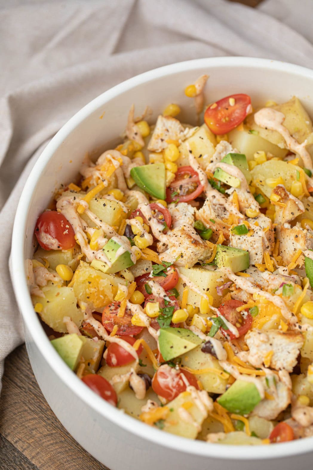 Side view of potato salad