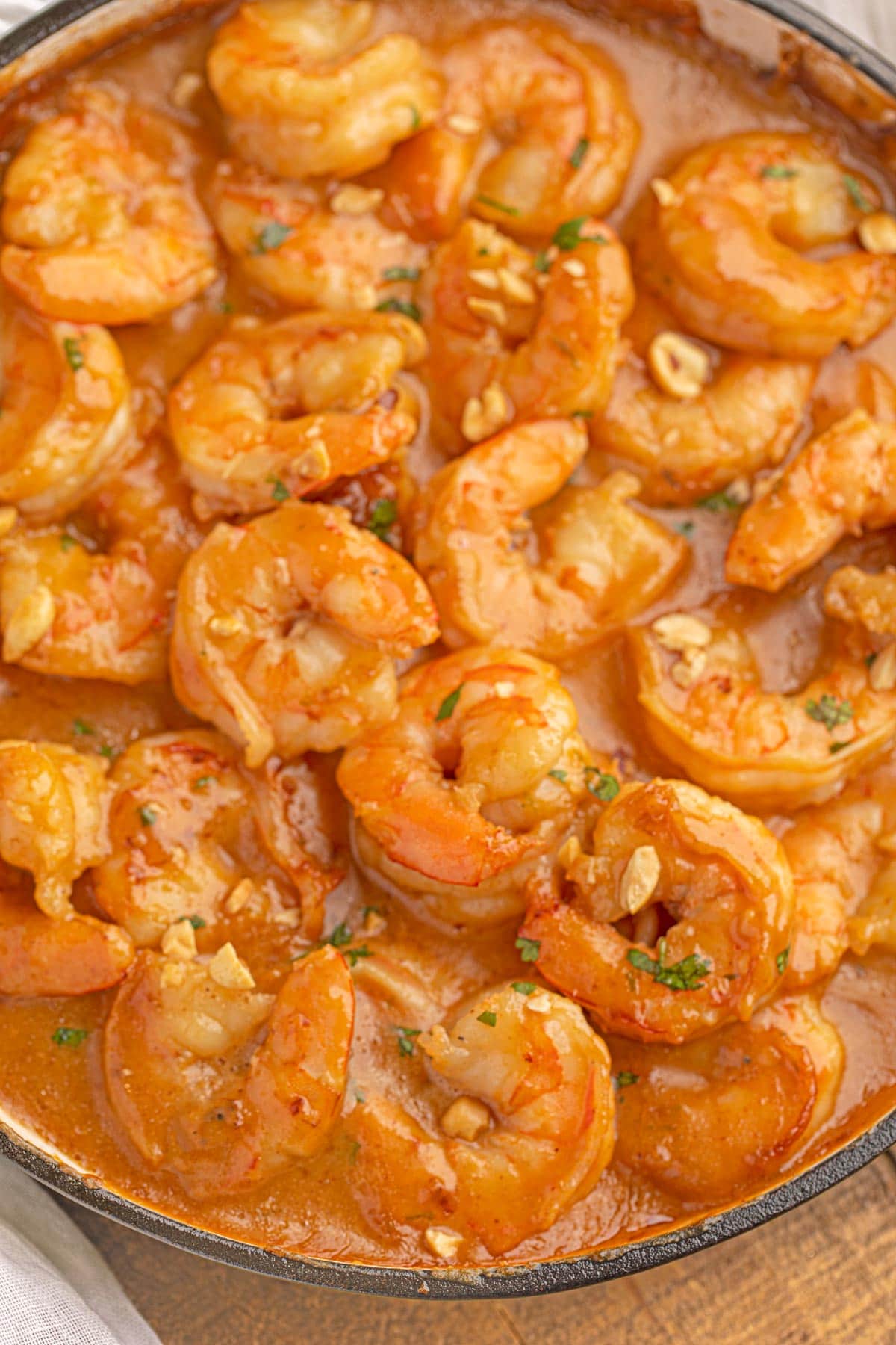 Thai Peanut Shrimp in pan