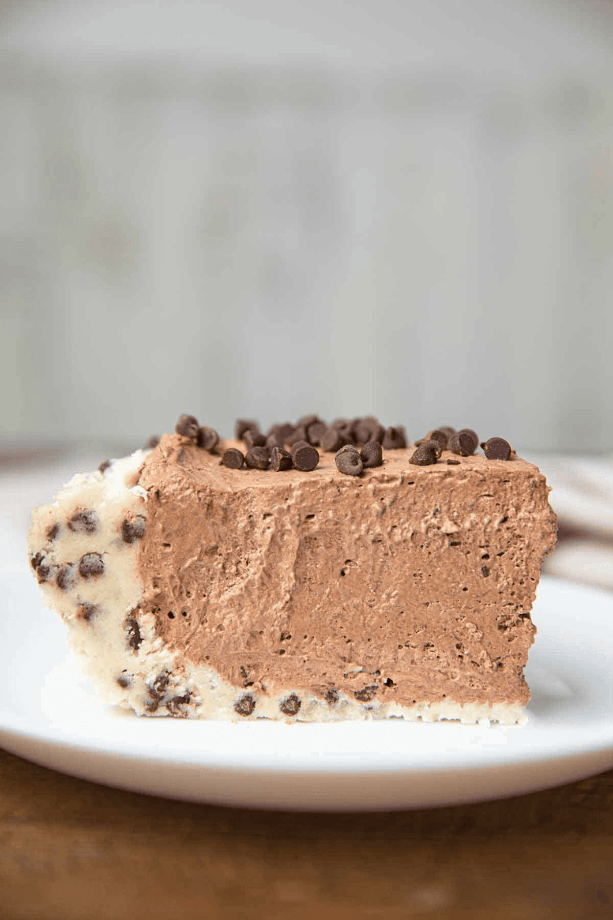 Slice of pie with cookie dough crust