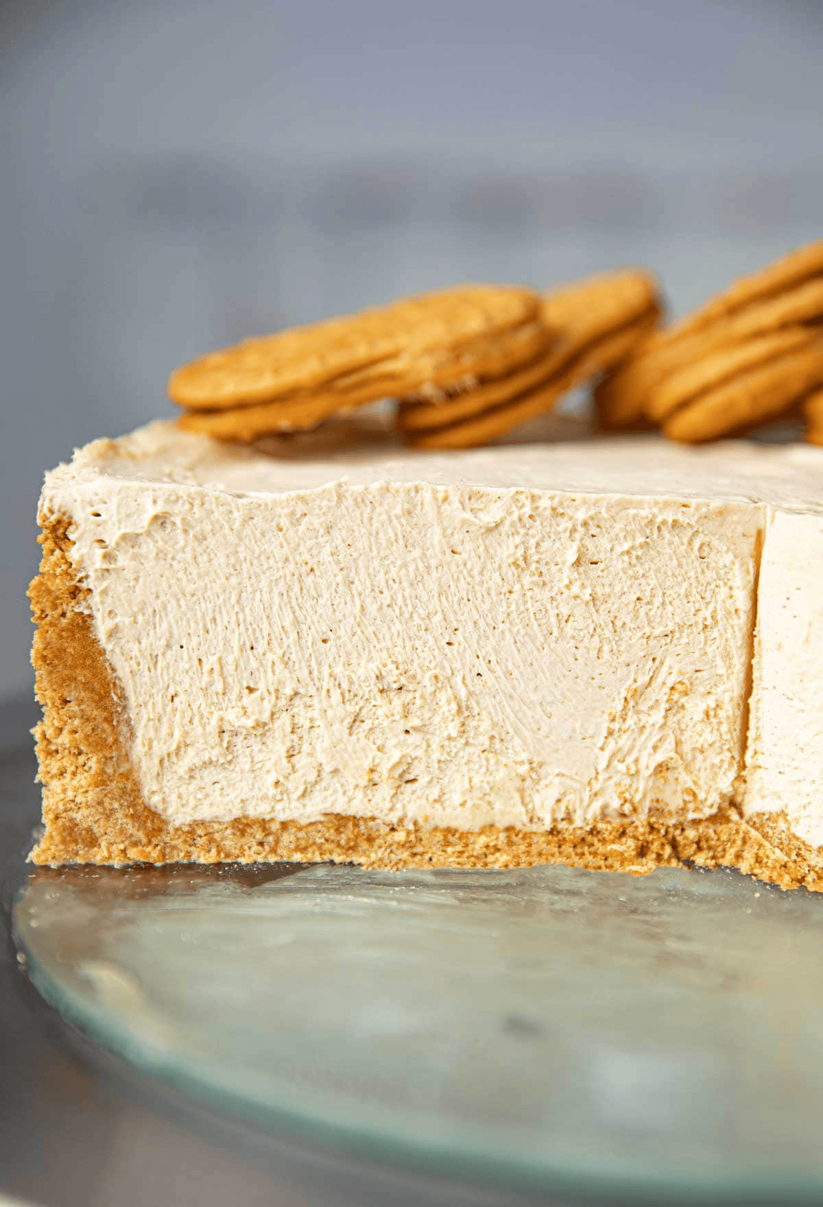 Sliced pie topped with peanut butter cookies