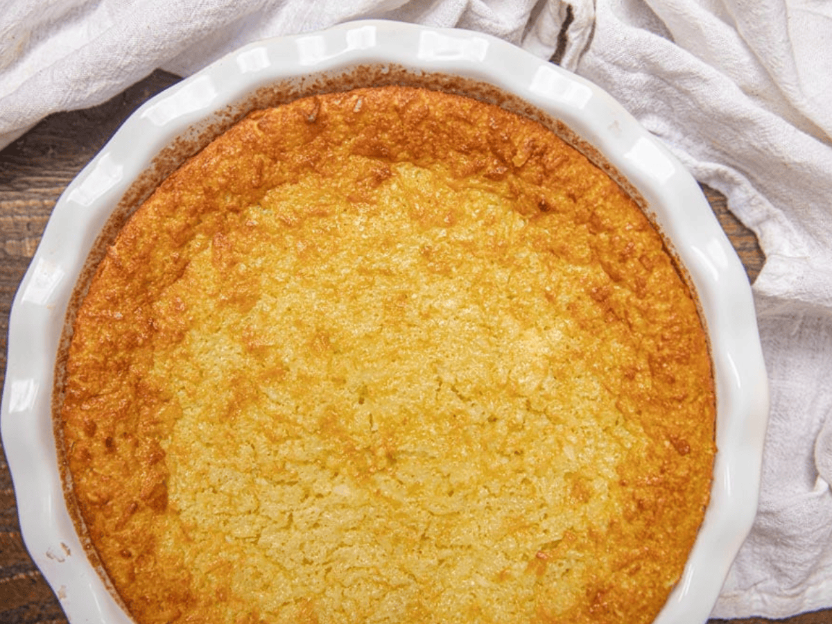 Top view of pie in dish