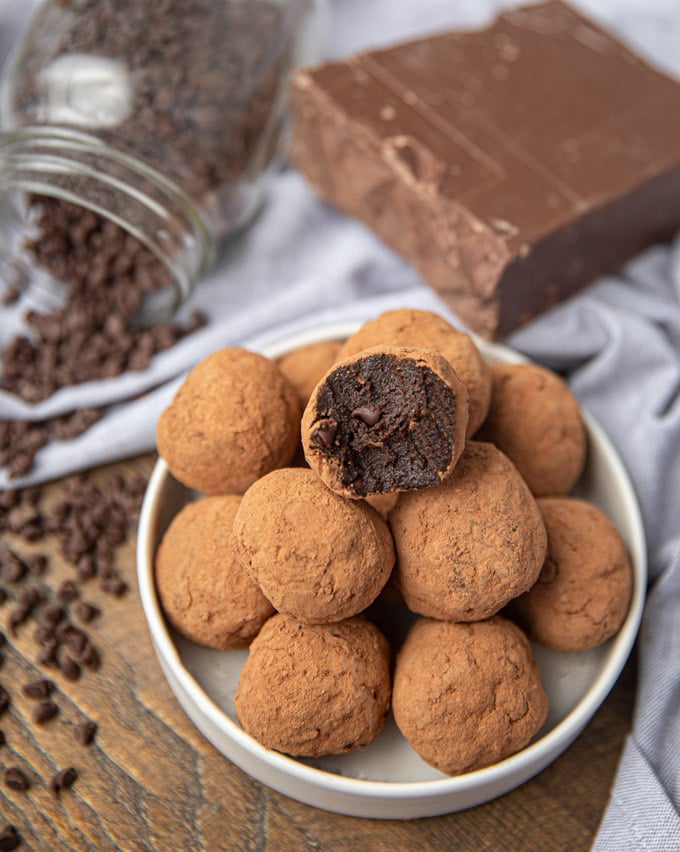 Chocolate Cheesecake Bites on plate