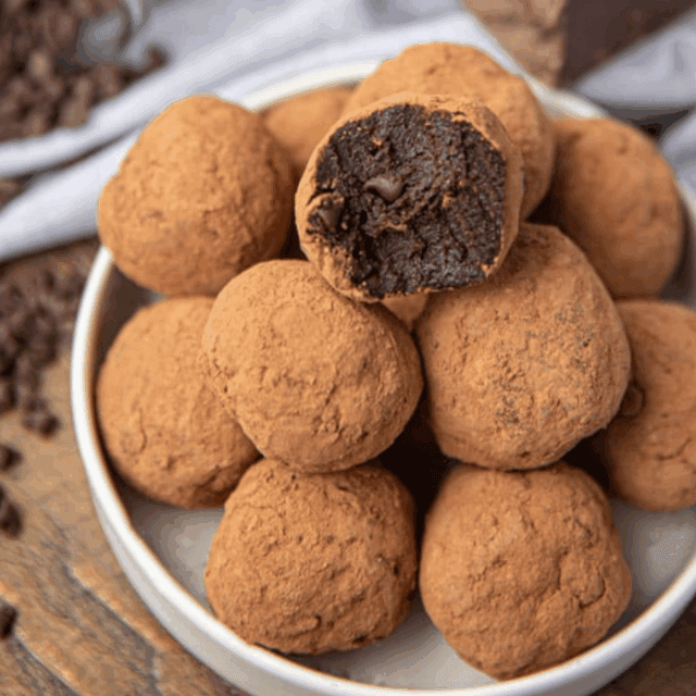 chocolate dessert balls on a plate