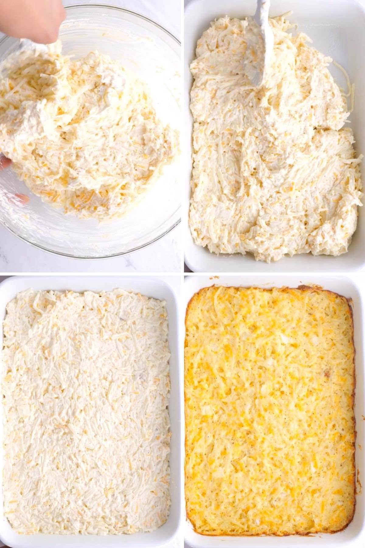 Cracker Barrel Hash Brown Casserole Collage of Prep Steps