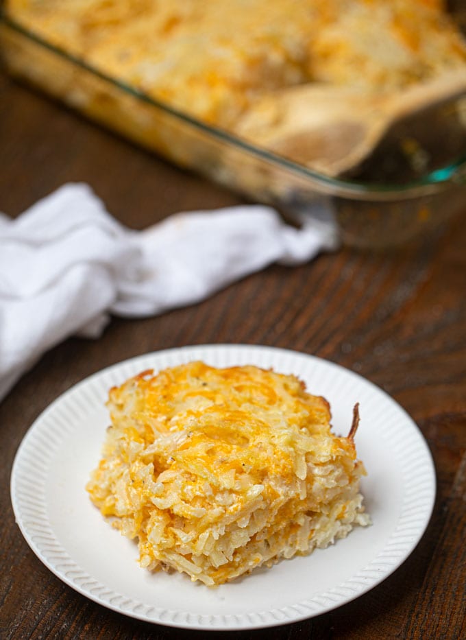 Cracker Barrel Hash Brown Casserole on white plate