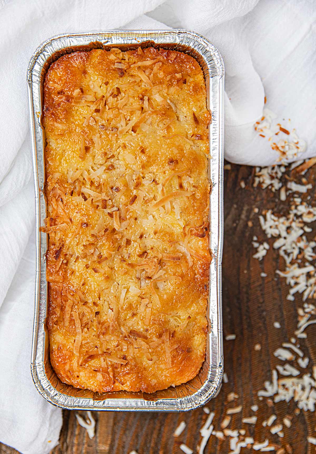 Loaf Pan of Pineapple Coconut Bread