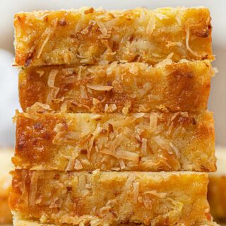 Coconut Bread slices stacked