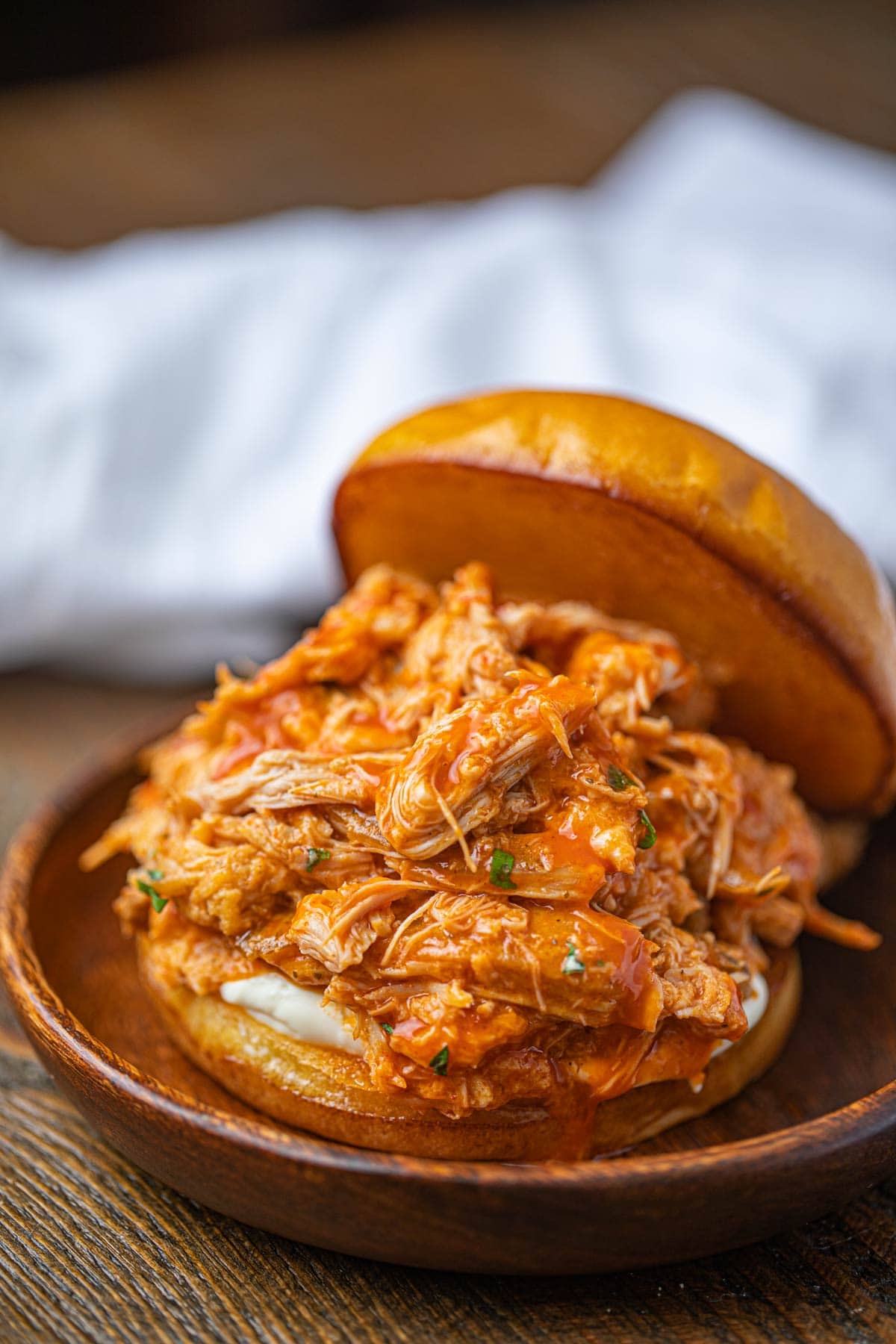 Slow Cooker Buffalo Chicken Sandwiches