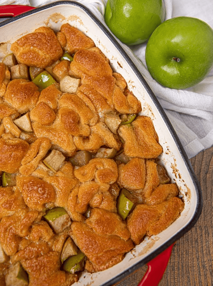 Apple casserole dish shown from above
